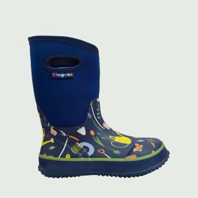 Clogees Navy Garden Print Mudboot by Otway